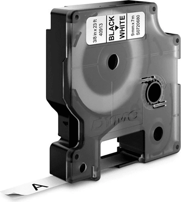 Ribbon Dymo S0720680 (41913) 9mm x 7m e zezë në të bardhë