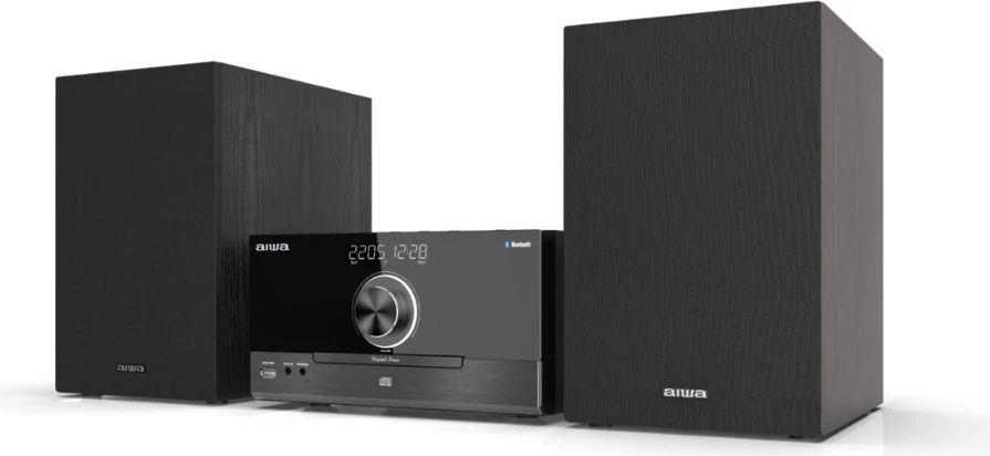 Sistem mikro stereo Hi‑Fi Aiwa MSBTU-600, 100W RMS, Bluetooth 5.0, CD/USB/FM, i zi, set me 2 altoparlantë