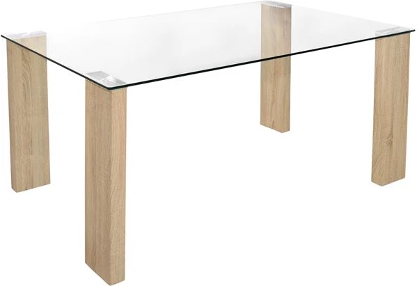 Tavolinë ngrënie Morgan 140x80x75cm FH0083.01 Qelq me këmbë druri