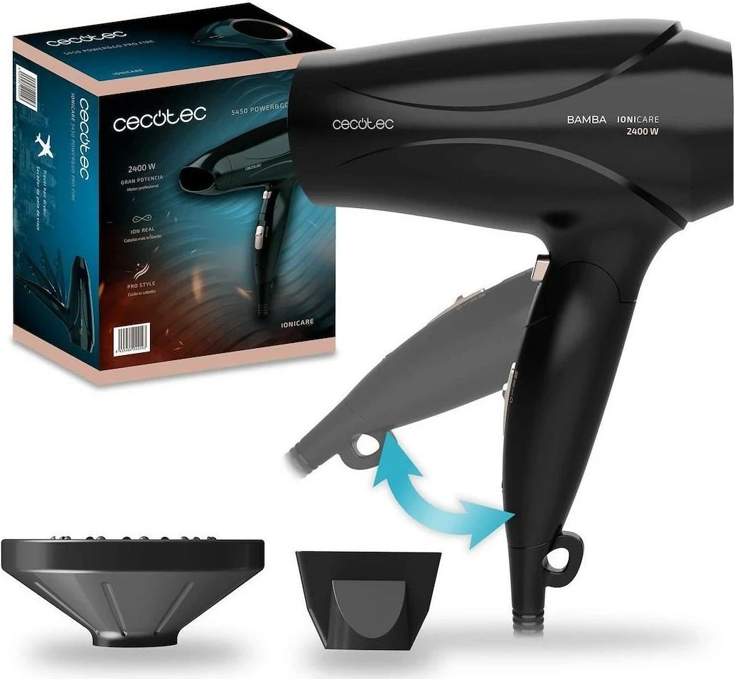 Tharëse flokësh Cecotec IoniCare 5450 Power&Go Pro Fire, 2400W, e zezë