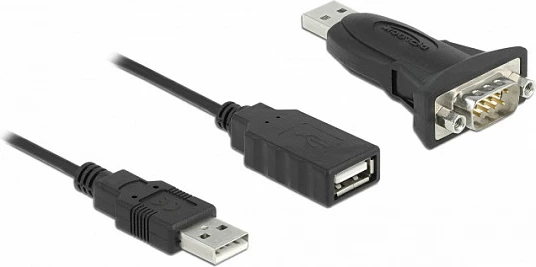 Adapter USB 2.0 DeLOCK Type-A në Serial RS-232 D-Sub 9-pin mashkull, 0.8 m, i zi