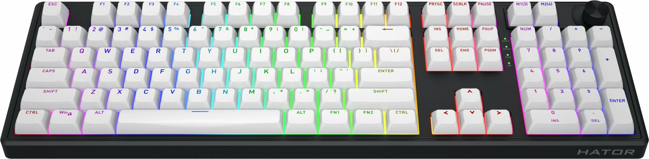 Tastierë mekanike wireless Hator Skyfall 100 HTK3100, Aurum Lemon Linear, RGB, US layout, 100%, e bardhë