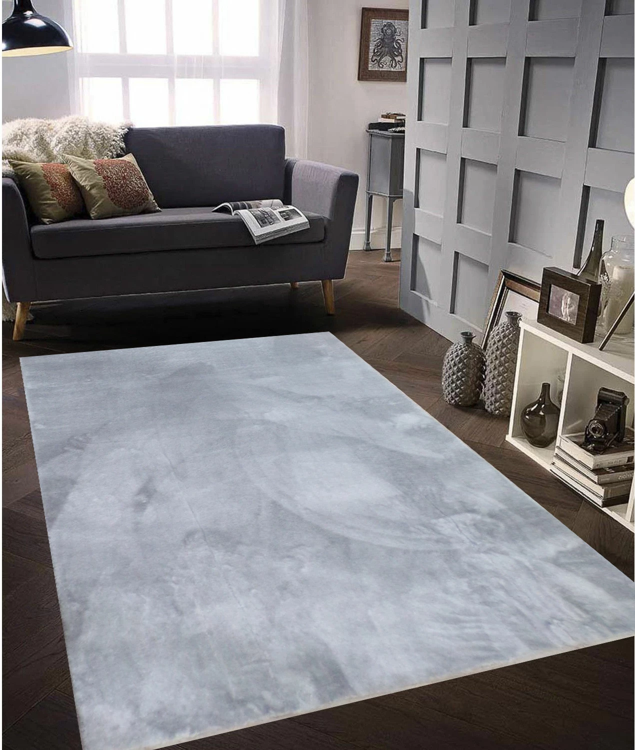 Qilim për korridor, Conceptum Hypnose, pelush i butë, gri e çelët, 100x200cm