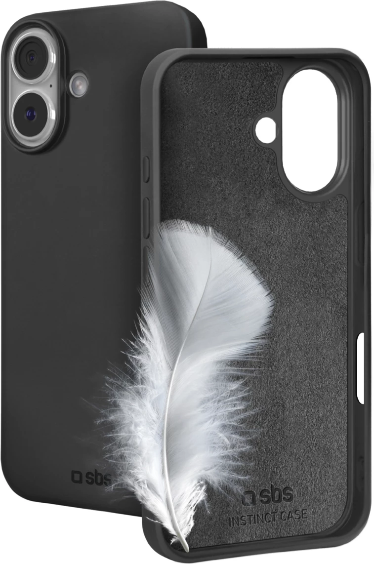 Mbështjellës SBS Instinct për iPhone 17, TPU me mikrofibër, ultra i lehtë 20 g, kompatibil me karikim wireless, i zi
