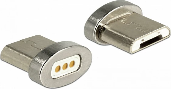 Adapter magnetik DeLOCK 65929, USB Micro-B mashkull, argjendtë