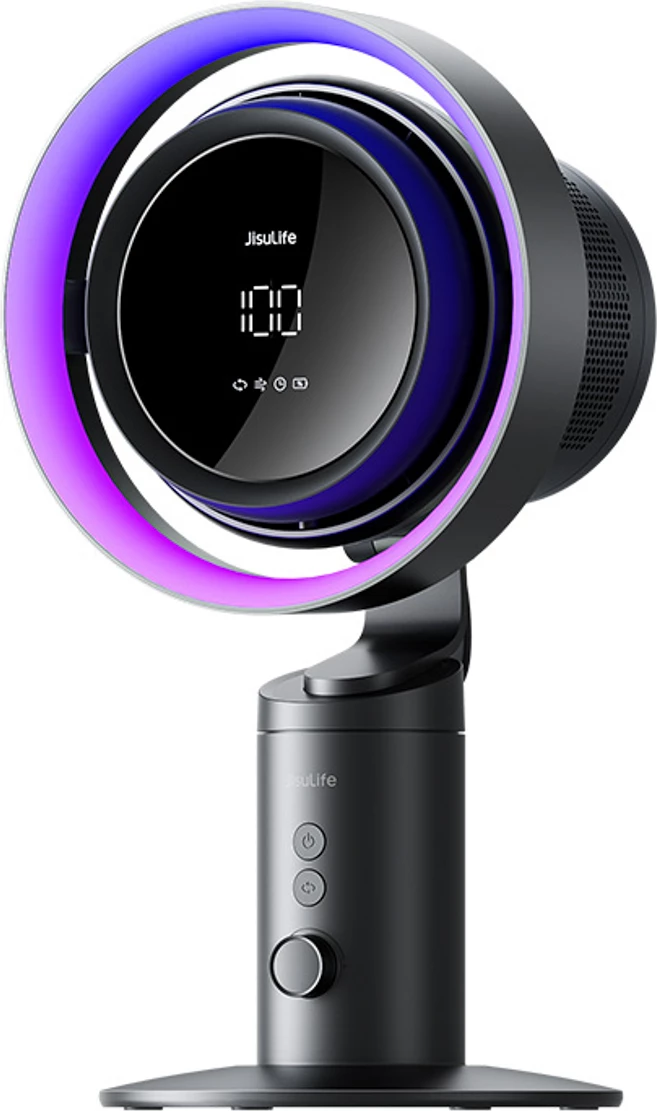 Ventilator tavoline Jisulife Table Fan Pro3, 10000mAh, me filtër ajri, USB-C, Gri e errët