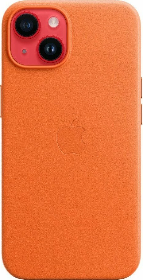 Mbështjellës Apple Leather MagSafe për iPhone 14 6.1", lëkurë natyrale, portokalli