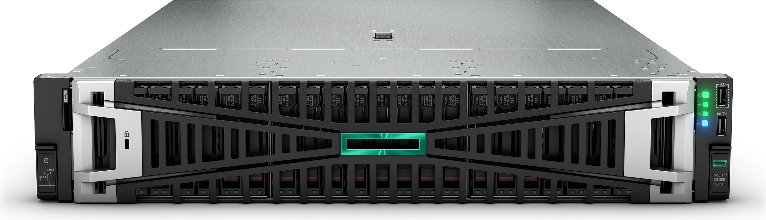 Server rack Hewlett Packard Enterprise HPE ProLiant DL385 Gen11, AMD EPYC 9124 3.0GHz 16-Core, 64GB DDR5, 2x480GB SATA SSD, 10GbE, 2U, zezë/gri