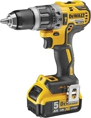 Burgji/vidhosës me bateri DeWalt DCD796P2 XR 18 V, 2x 5 Ah, brushless, me valixhe, verdhë/zi