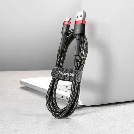 Kabllo USB-A në USB-C Baseus Cafule CATKLF-U91 3 m USB 2.0 e thurur, zi-kuqe