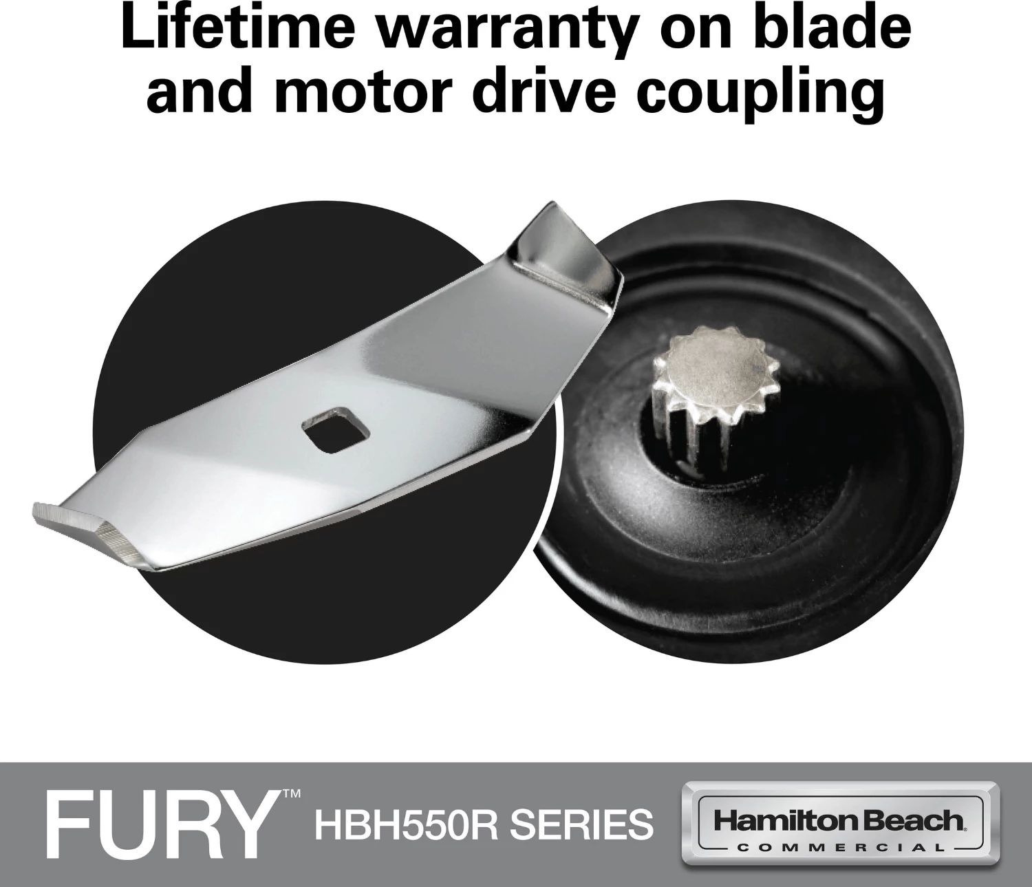 Blender performancë e lartë, Hamilton Beach Commercial Fury, 1.8 L, motor 3 HP, kohëmatës me fikje automatike, kavanoz BPA-free copoliester, 178x203x457 mm, e zezë