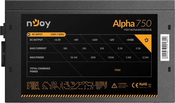 Furnizues I rrymës nJoy Alpha 750 - 750W - 80 PLUS Gold