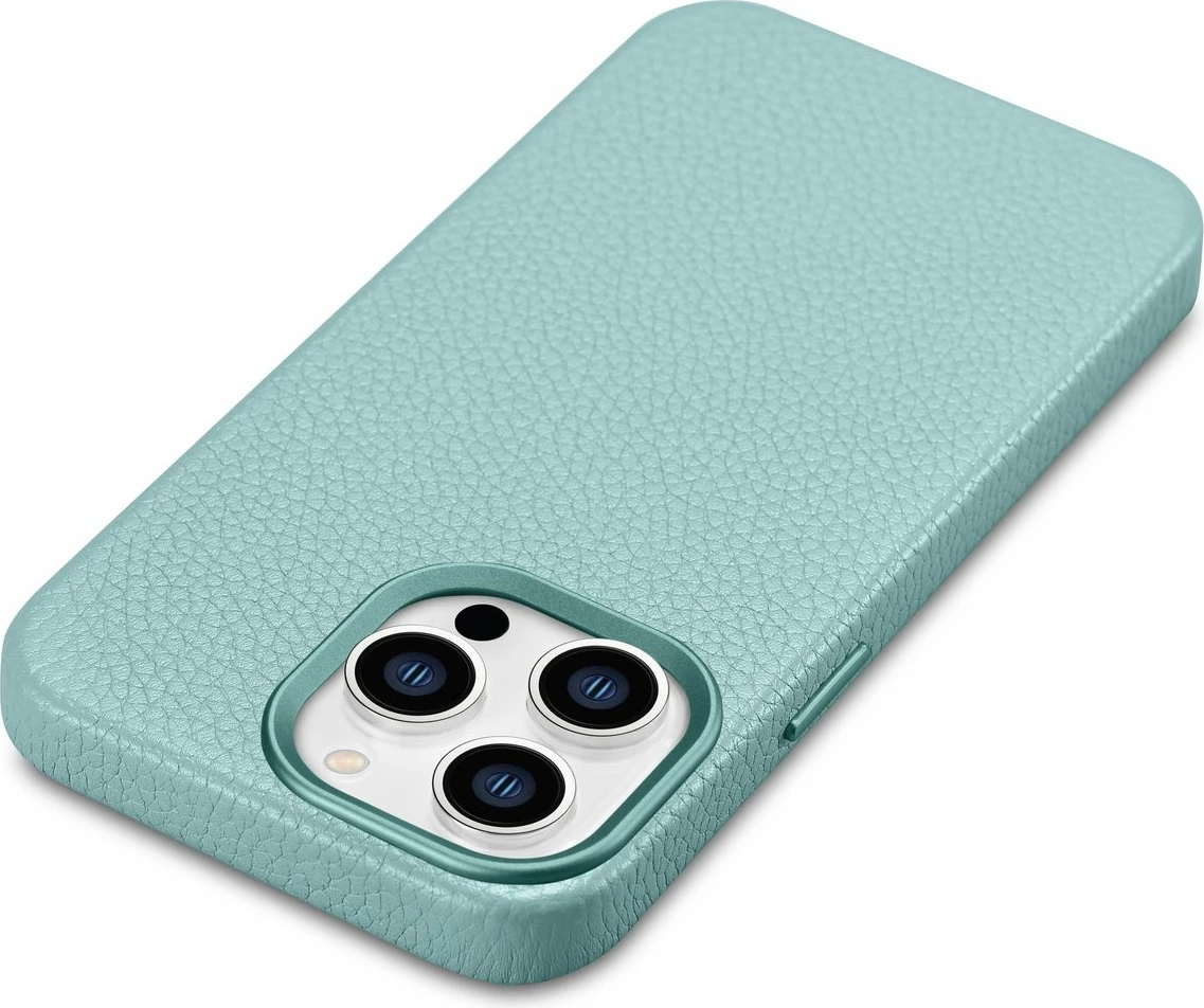 Mbështjellës iCarer Litchi Premium për iPhone 14 Pro Max me MagSafe, Lëkurë, Gjelbër
