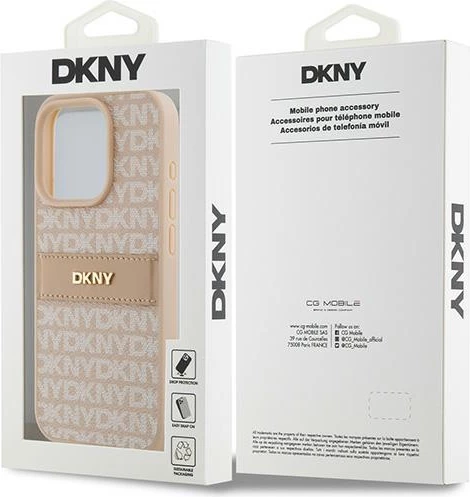 Mbështjellës DKNY Mono Stripe & Metal Logo për iPhone 15 Pro, Rozë