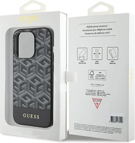 Mbështjellës Guess GCube Stripes MagSafe për iPhone 15 Pro Max, i zi