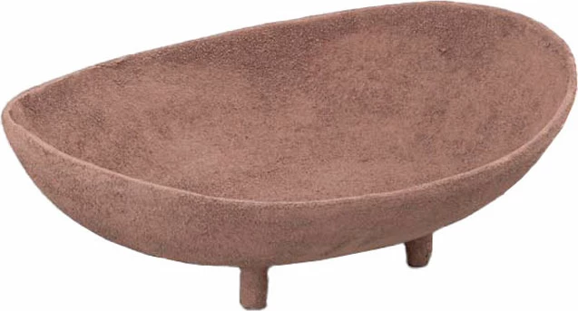 Enë dekorative me këmbë, alumin, ngjyrë terrakote, 35x24x11cm