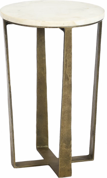 Tavolinë anësore BLANCHE, mermer i bardhë, bronz antik, 31x31x47cm