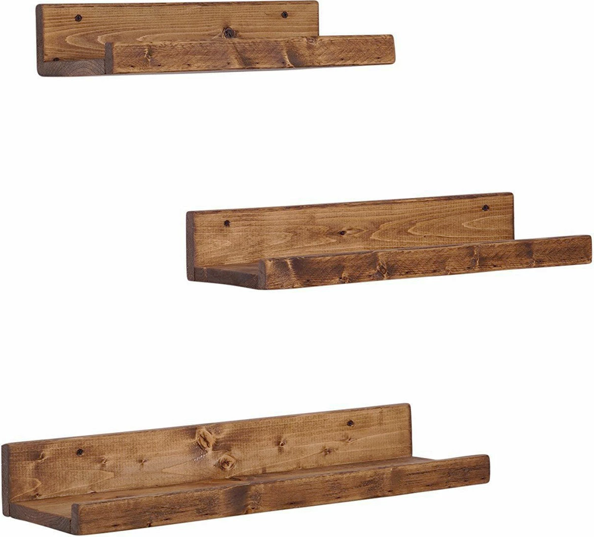 Raft muri Hanah Home, Aa104, komplet 3 copë, dru bredhi, ngjyrë arre