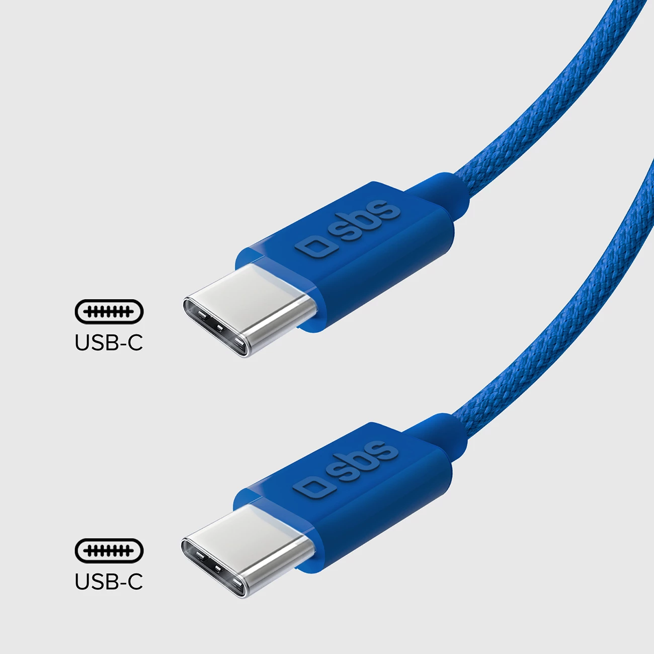 Kabllo USB-C në USB-C SBS TECABLETISSUETCCB, 1.5m, 60W, tekstil, Blu