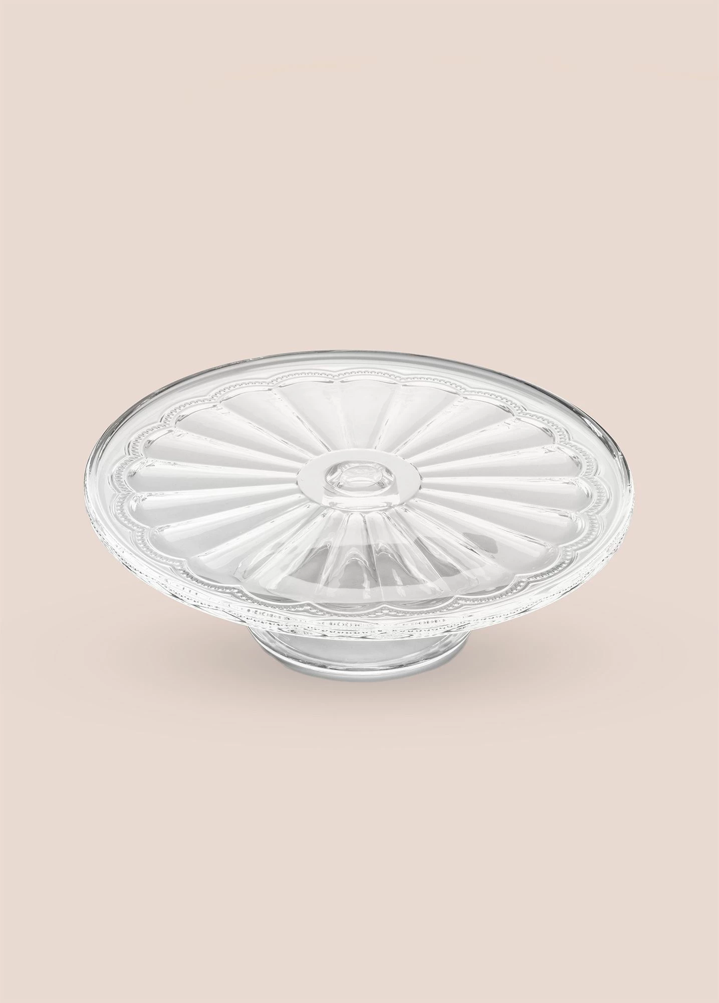 Pjatë për servirje torte prej qelqi, Hermia, CAM0494, transparente, 31x31x11cm