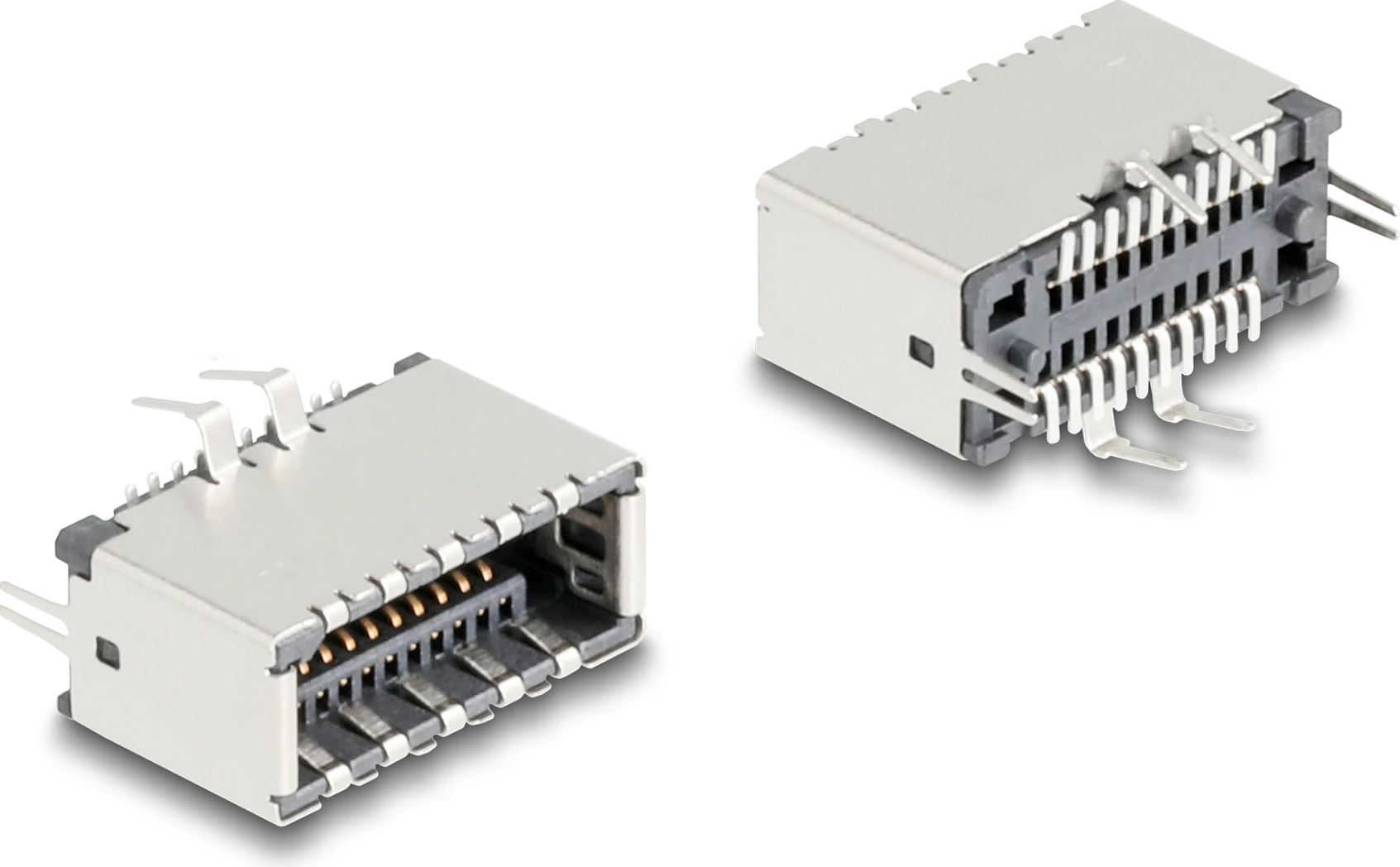 Konektor USB Type‑E DeLOCK 67193, femër, SMT për PCB, zi/argjendtë