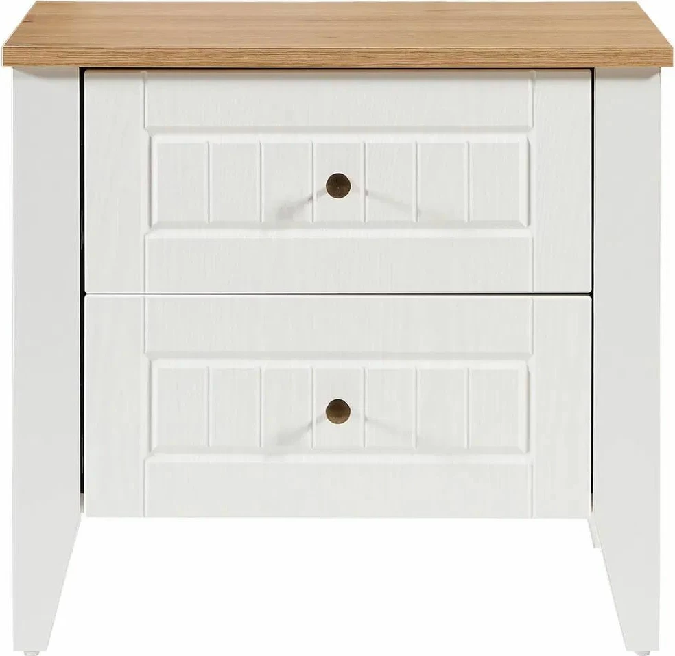 Komodinë nate Skye Decor, ngjyrë e bardhë dhe lis, Tuval 064