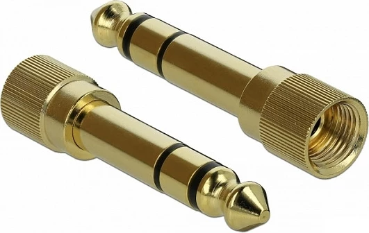 Kabllo audio stereo DeLOCK 85836, 3.5mm në 3.5mm, 1 m, e mbështjellë, me adapter 6.35mm, e zezë