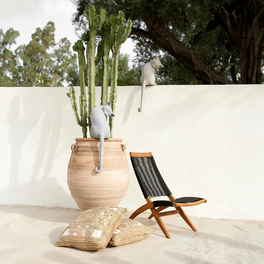 Karrige Cavo, e zezë, dru akacie, litar natyral, 57x86.5x89