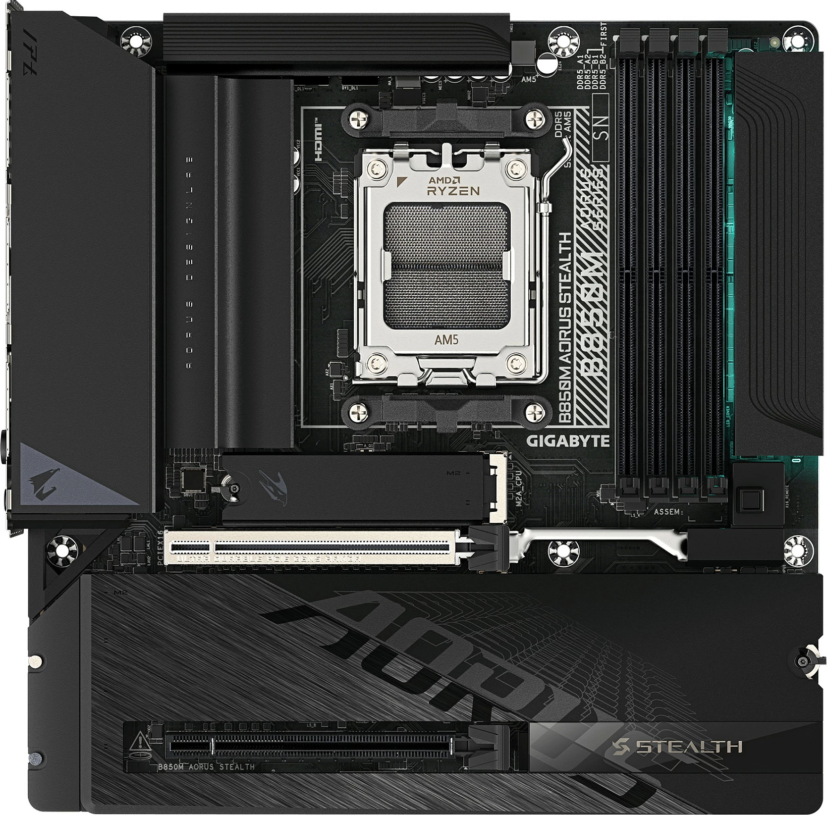 Pllakë amë Gigabyte B850M AORUS STEALTH, AM5, 4xDDR5, HDMI/DP, 3xM.2