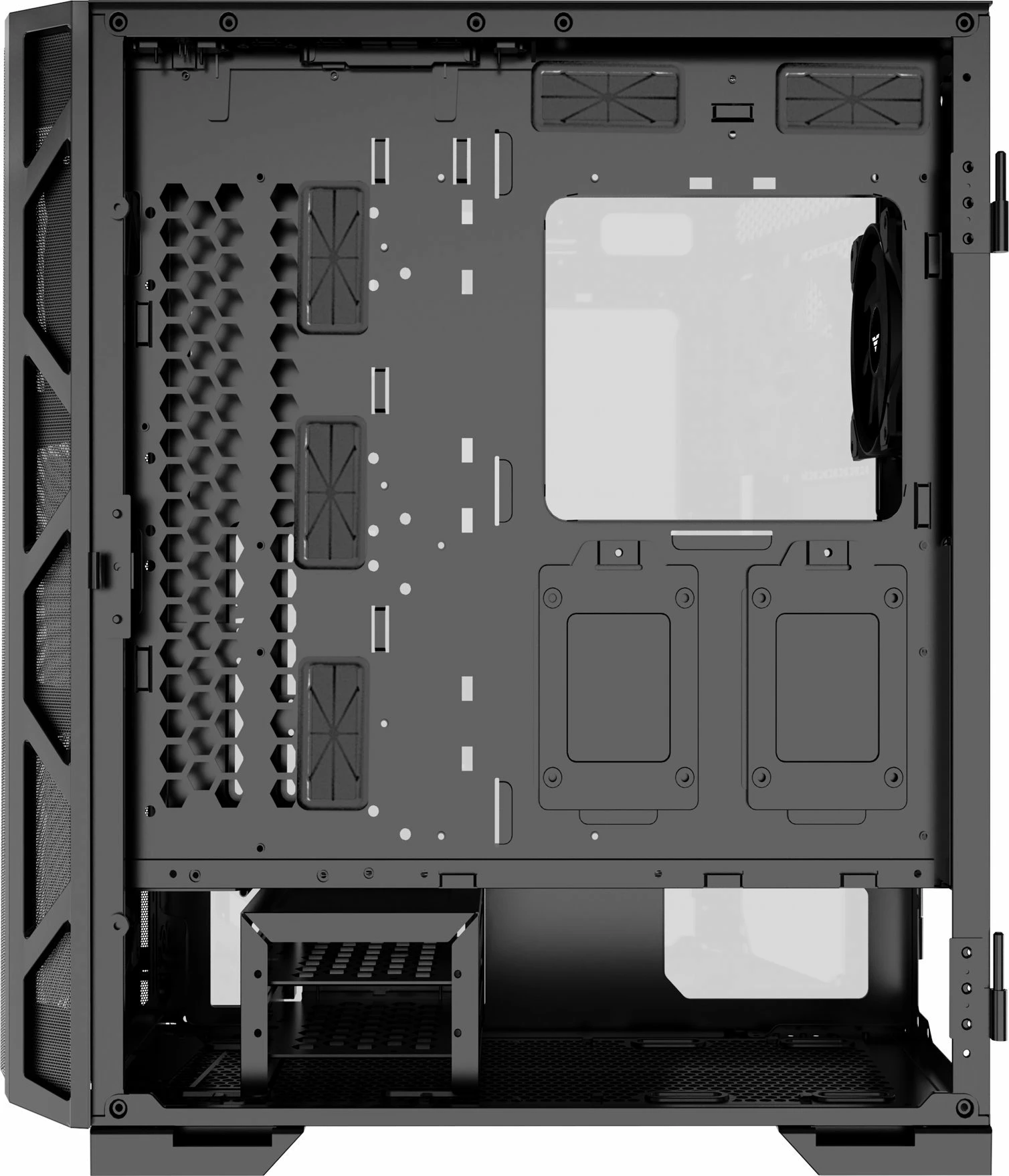 Kasë PREYON Nest Meshy PRENM02B Midi Tower ATX/eATX me xham të kalitur, 2 ventilatorë, e zezë