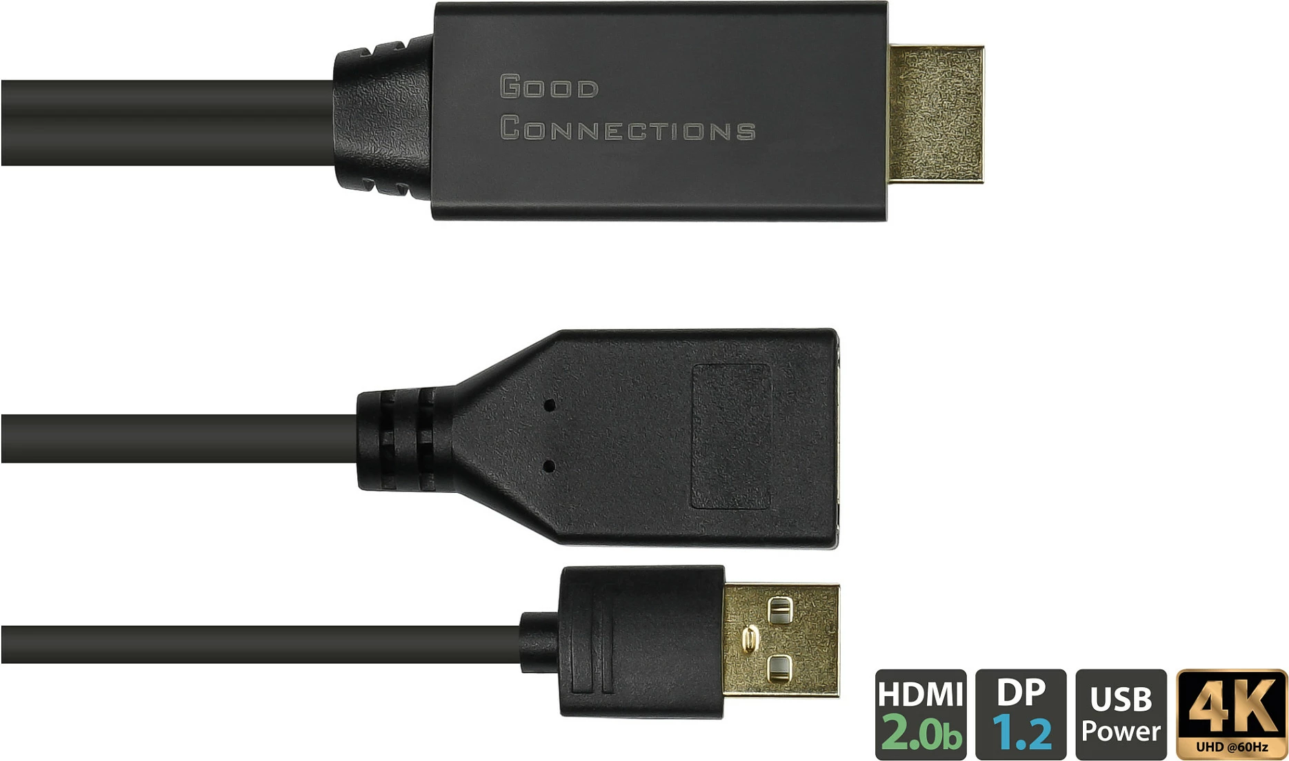Adapter kabllo GoodConnections HDMI-AD22 HDMI në DisplayPort, 0.3 m, 4K 60Hz, i zi