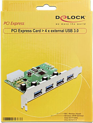Kartë PCIe DeLOCK 89363, 4x USB 3.2 Gen 1 Type-A, 5 Gbit/s