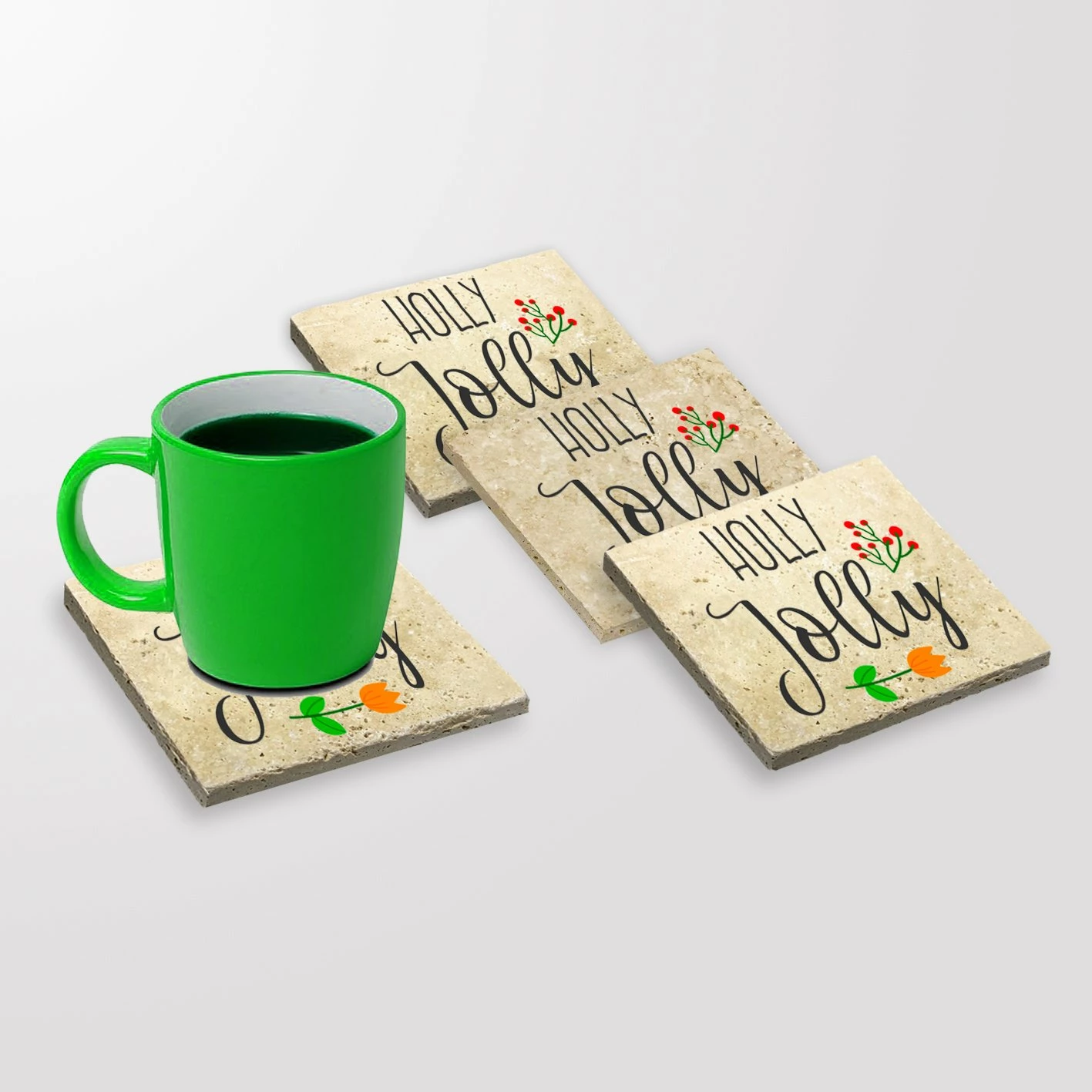 Set 4 copë mbrojtëse gotash prej guri natyral, Hermia, TBA122385