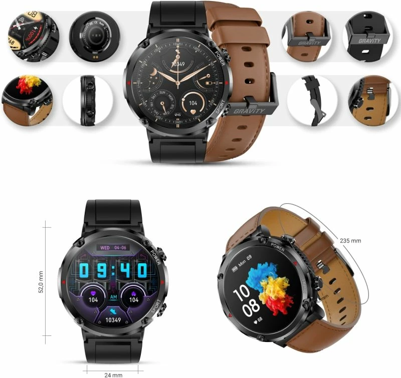 Smartwatch Gravity unisex, e zezë