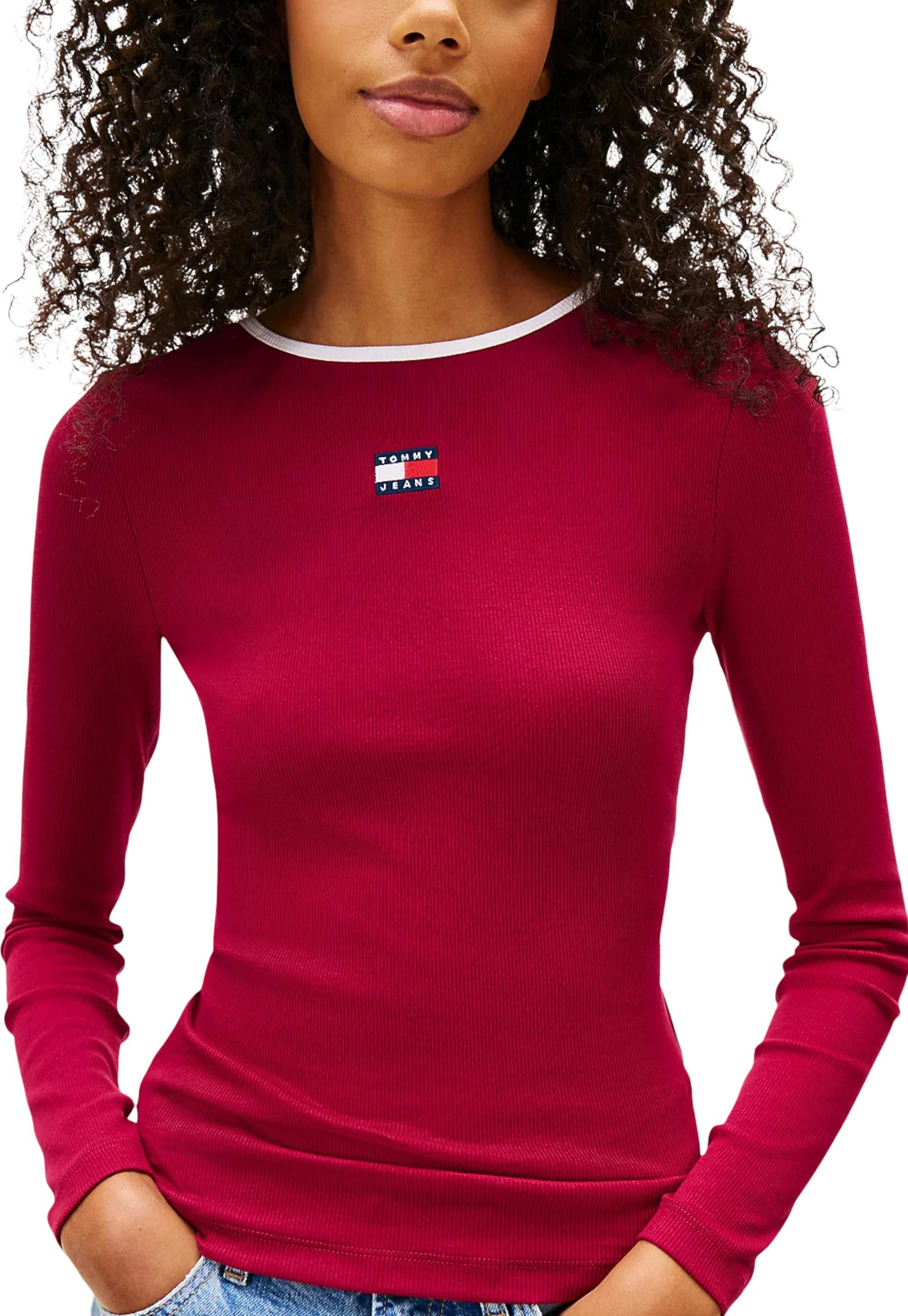 Maicë me mëngë të gjata Tommy Hilfiger Jeans DW0DW21839 për femra, bordo