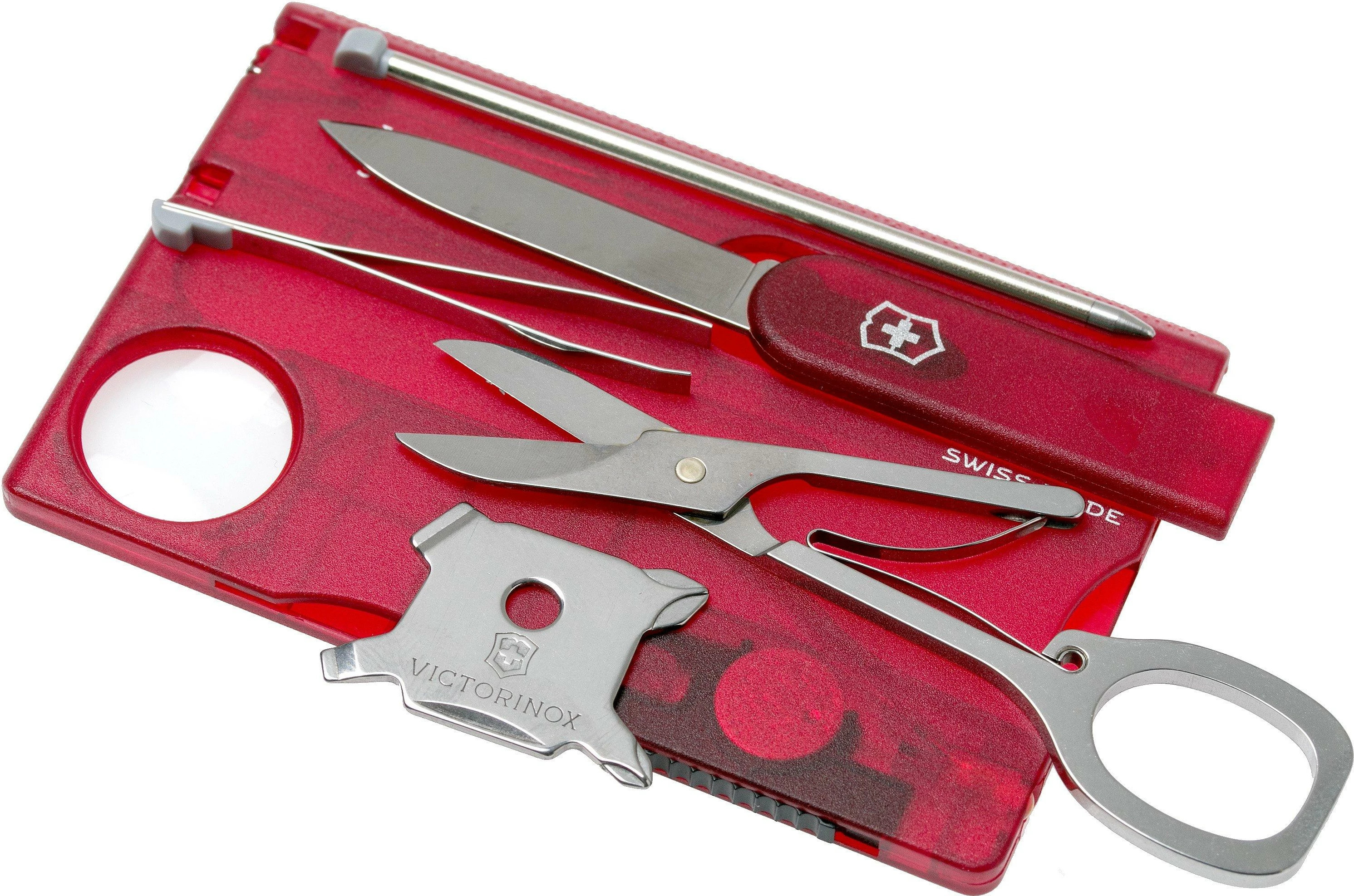 "SwissCard Lite" (me drite) Victorinox, e kuqe e tejdukshme