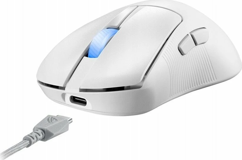 Maus gaming Asus ROG Keris II WL Ace 90MP03N0-BMUA10 42000 DPI, Bluetooth/2.4GHz/USB, 5 butona, i bardhë