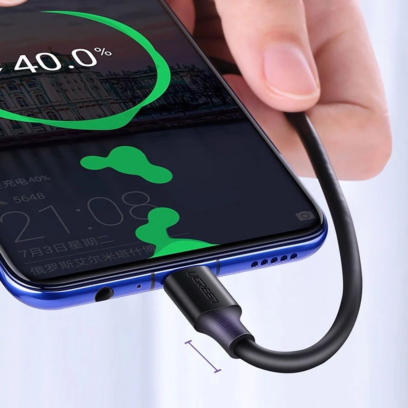 Kabllo Ugreen US289 60135, micro USB / USB-A, 0.5m, e zezë