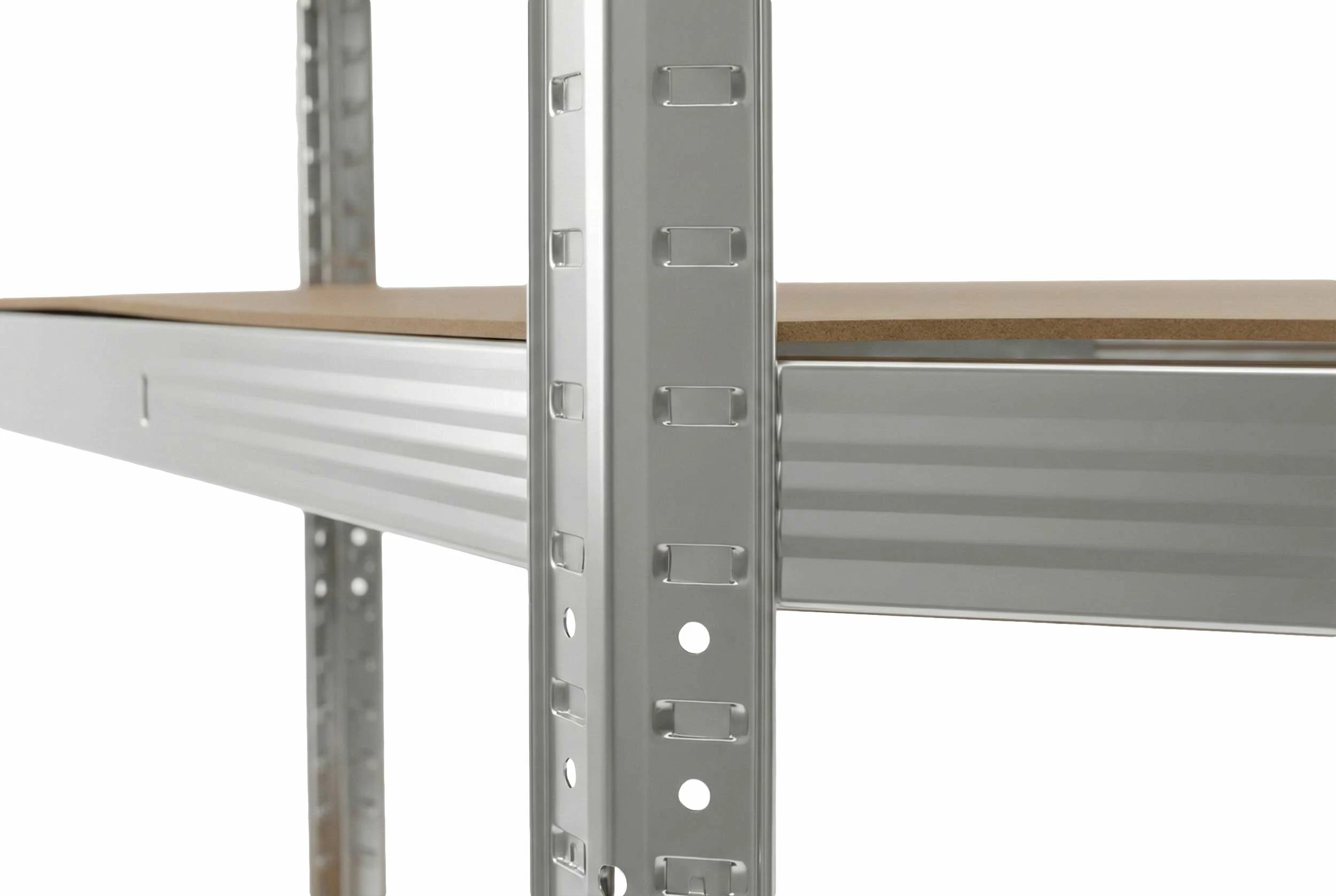 Raft këndi pune PROLINE 62040, 5 rafte MDF, 180x90x90 cm, 175 kg/raft, argjendtë galvanizuar