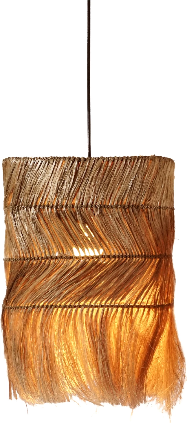 Llambë varëse tavani cilindrike prej abaka, ngjyrë natyrale, 35x35x50H cm, FH7756