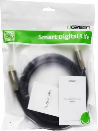 Kabllo DisplayPort DP 1.4 UGREEN 60844, 3m, 8K/60Hz, e thurur, konektorë të veshur me ar, e zezë/ari