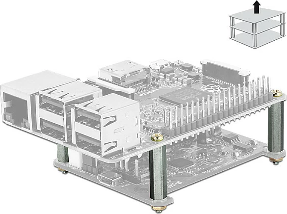 Set distancuesish metalik DeLOCK 18211 për Raspberry Pi, 20 mm, argjendtë