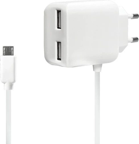 Karikues LogiLink 240V, 2xUSB 2.1A + micro-USB, i bardhë