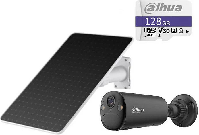 Kamerë sigurie IP Dahua APOLLO Bullet C1, 4MP, 4G LTE, bateri + panel solar, microSD 128GB, IP66, e zezë
