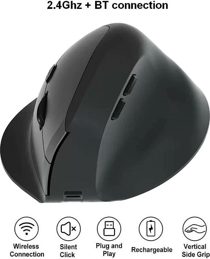 Maus ergonomik EQUIP DM, wireless 2.4GHz + Bluetooth, 6 butona, i zi