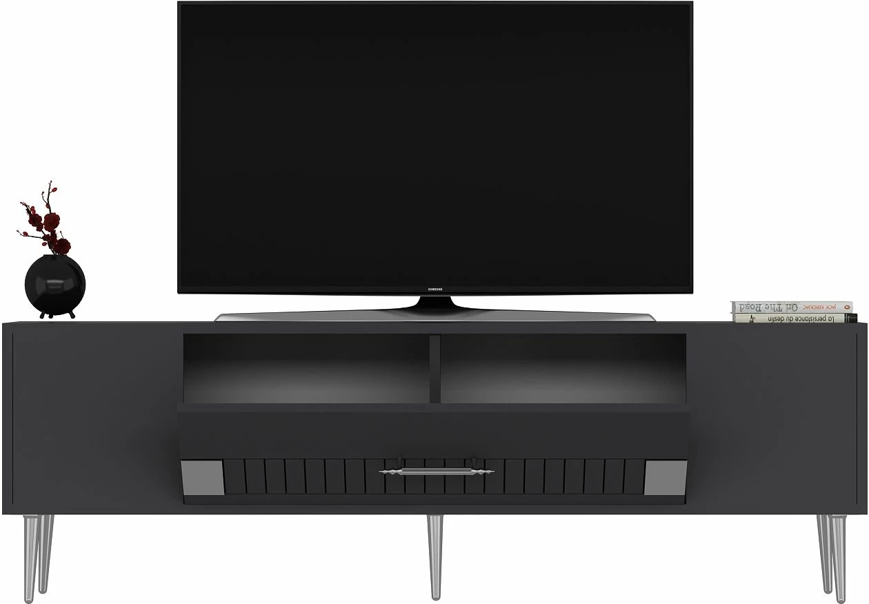 Komodë për TV Skye Decor, Dekolp4, antracit, argjend