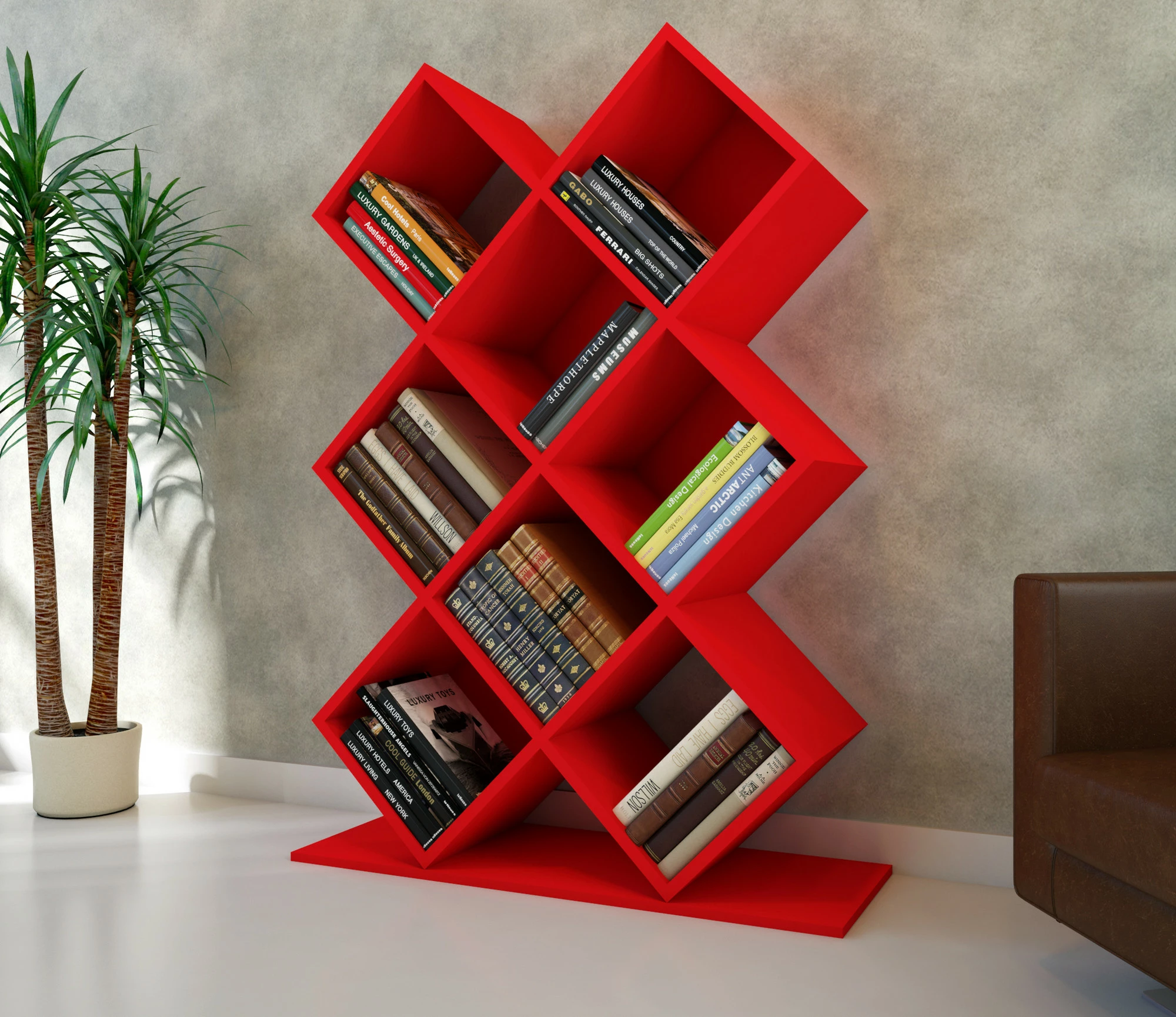 Raft librash Hanah Home, Kumsal, ngjyrë e kuqe