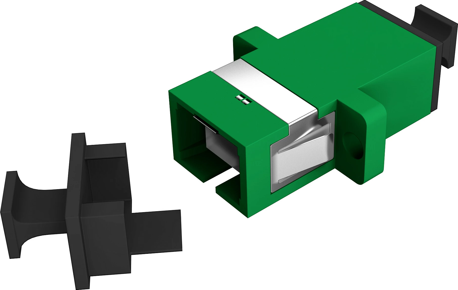 Adapter fibër optike EFB Elektronik SC/APC Simplex OS2, 2 konektorë, me shutter, i gjelbër