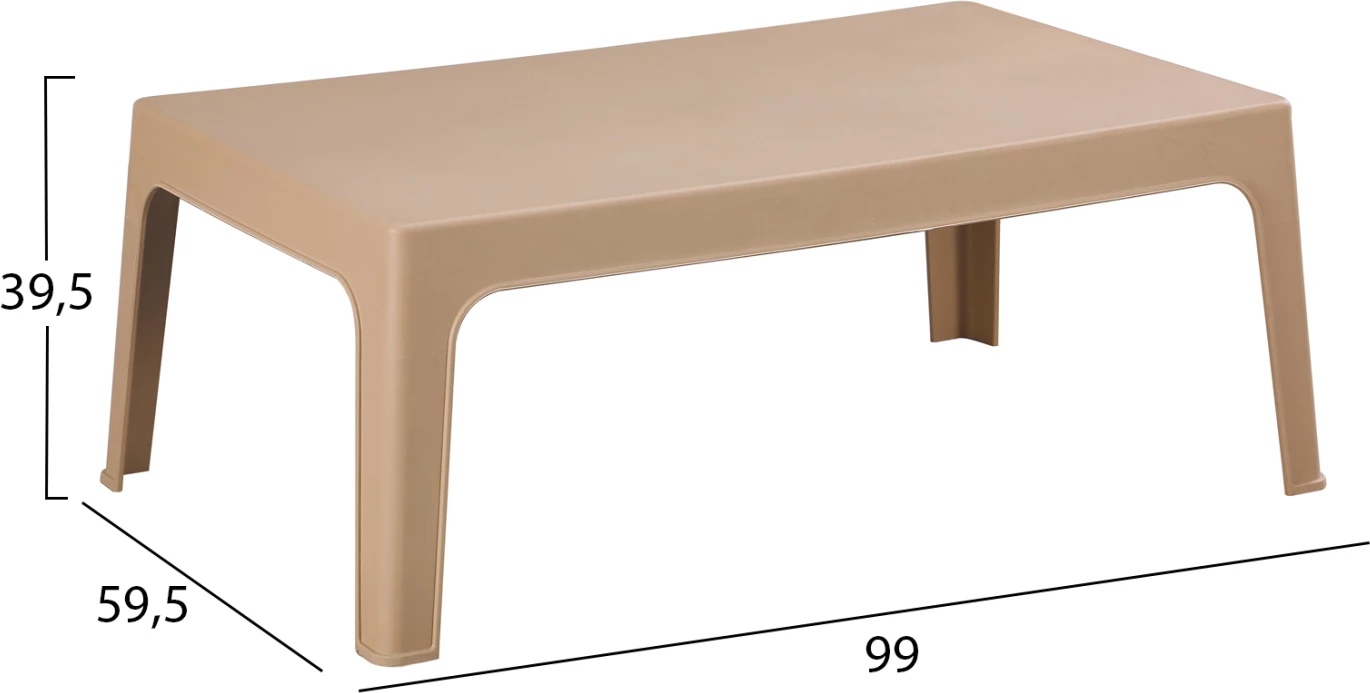 Tavolinë e ulët drejtkëndëshe SLEEK, polipropilen, ngjyrë kapuçino, FH6367.03, 99x59.5x39.5cm