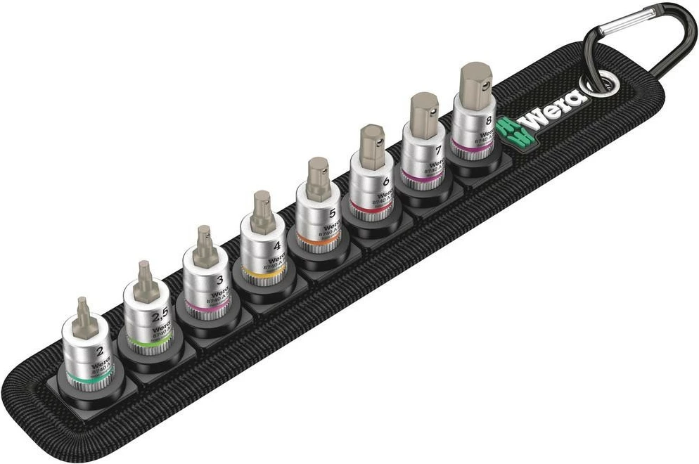 Set çelësa Wera Belt A 2, 1/4", 8 copë, metrik, me kasë, me karabinë